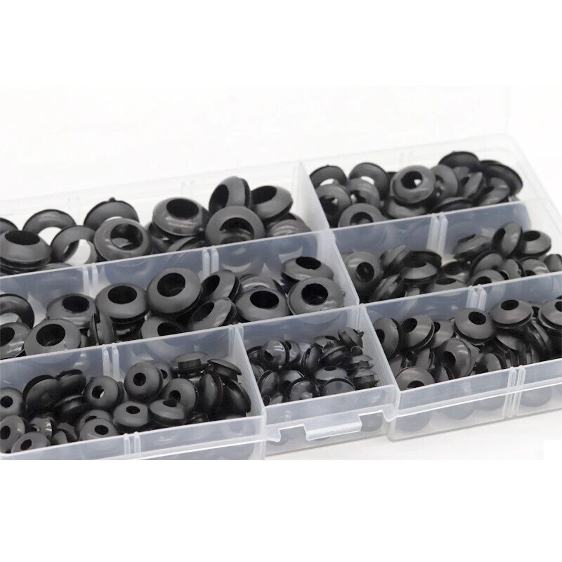 Analyste de joints à œillets en caoutchouc pour câble métallique, WieshammSet noir, 243 pièces par boîte