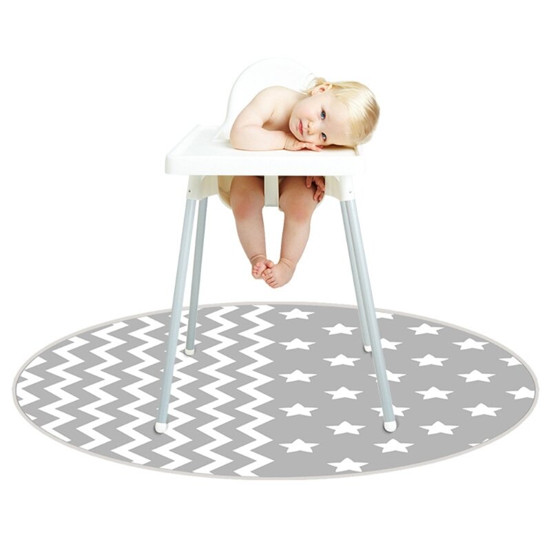 Highchair Floor Protector Mat Anti-Slip Silicone Spot Mat Baby Eatting Mat Kids Round Floor Crawling Play Mat 