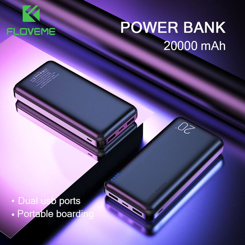Floveme power bank 20000 mah poverbank de carregamento portátil do telefone móvel carregador de bateria externa powerbank 20000 mah para xiaomi mi