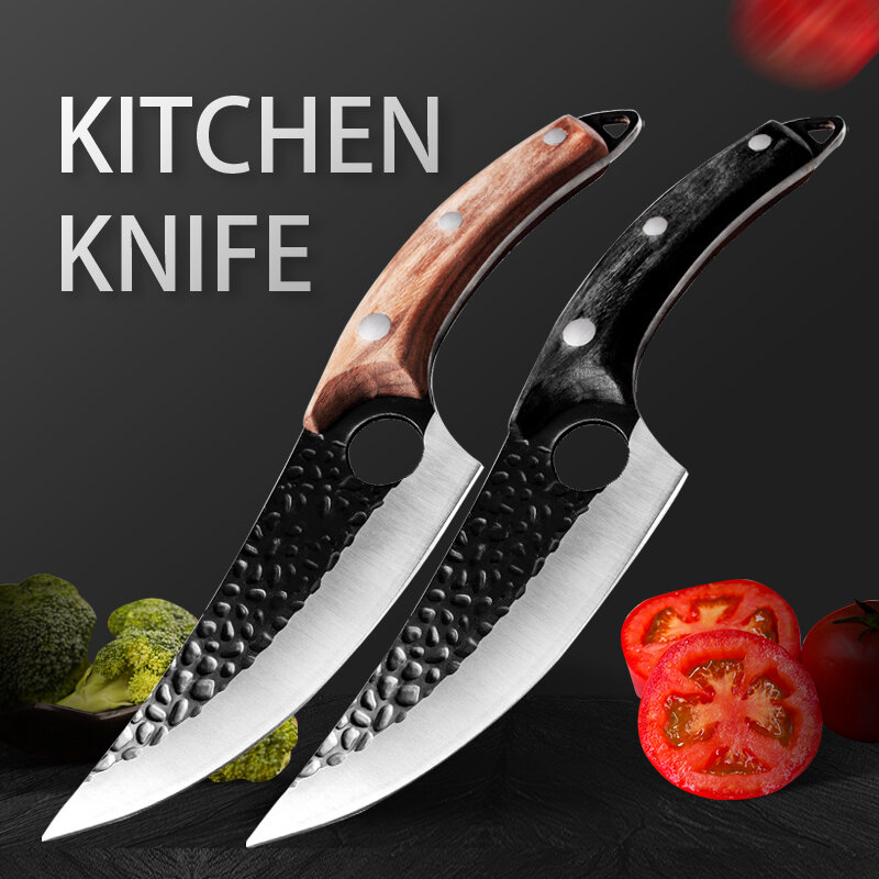 Нож мясника 5,5 дюйма, кованый нож для костей, кухонный нож из нержавеющей стали для мяса, костей, рыбы, фруктов, овощей, поварской нож в сербск...