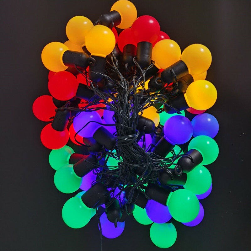 USB 50 LED Globe Festoon Berkilau Cahaya Peri Luar Ruangan Pesta Pernikahan Kebun Teras Dekorasi Tali Lampu Hitam Kawat untuk Menggantung Berkemah