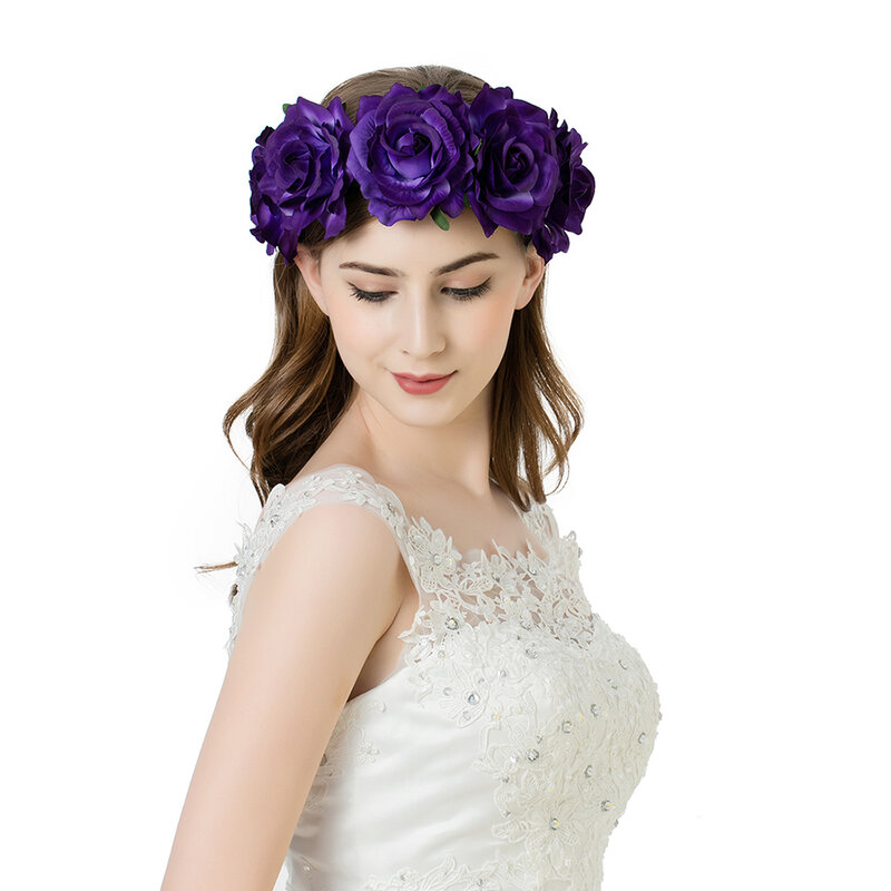 Новая богемная Цветочная Корона Molans, Пляжная Гавайская цветочная гирлянда, романтичные искусственные розы, свадебные венки для невесты, Цветочная повязка для женщин