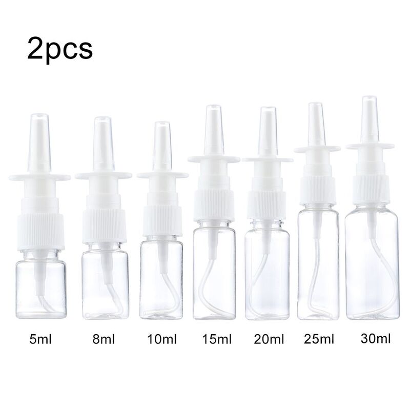 2pcs New White Nasal Spray Pump Empty Plastic Bottles Refillable Sprayer Health Nose Mist For Medical Packaging Accessories