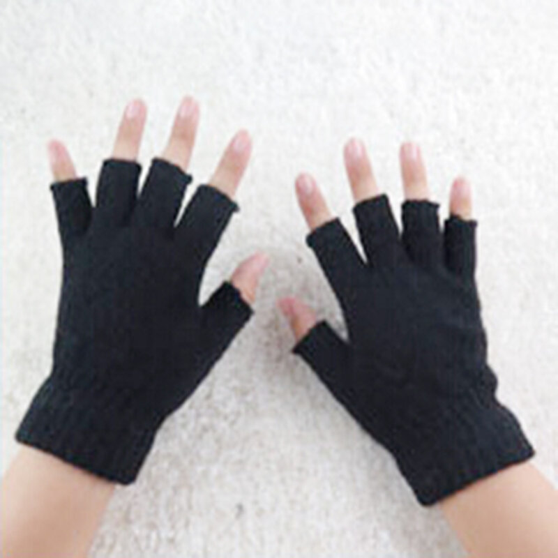 2PCs Unix Halbhand Stricken Magie Handschuhe Winter Einfarbig Halbe Finger Warme Handschuhe für Frauen Männer Exquisite Geschenk für freunde