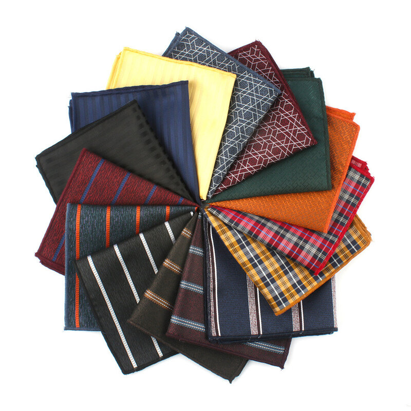 1PC Fashion Square Stripe chusteczka dla mężczyzn Gentlemen klasyczny Vintage żakardowy ręcznik poliestrowy na wesele firmy