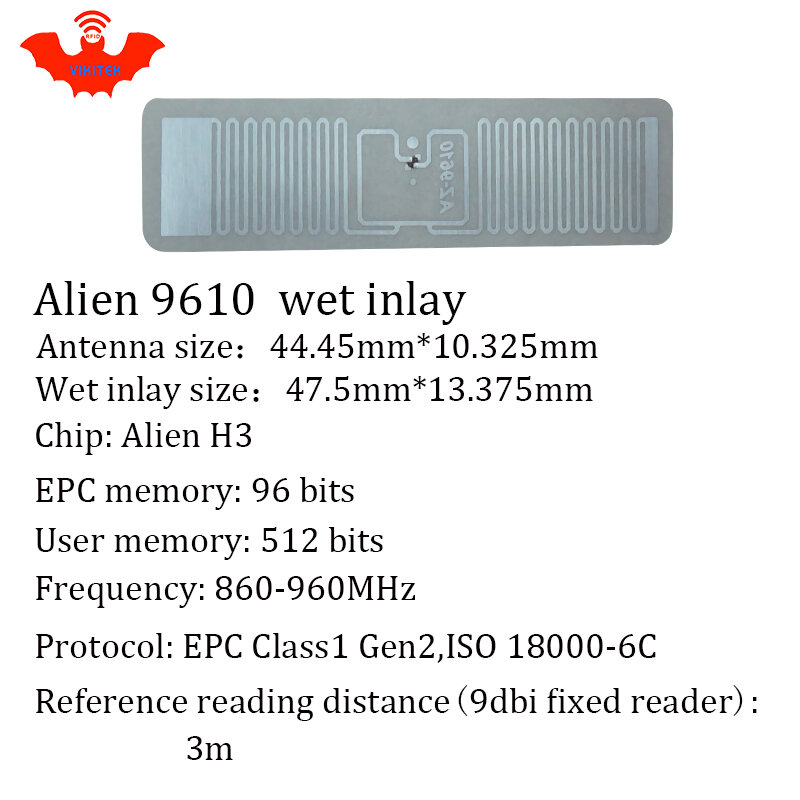 UHF RFID tag Alien 9610 inlay 915mhz 900mhz 868mhz 860-960MHZ Higgs3 EPC Gen2 ISO18000-6c smart card passive RFID tags label