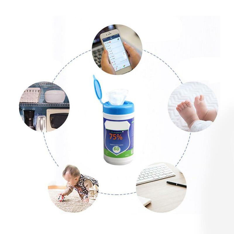 60pcs disposable disinfection wipes kill bacteria bacteria household cleaning hygiene wipes 75% alcohol disinfection wipes