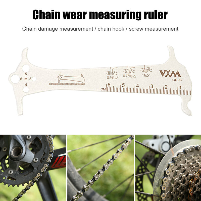 Indicador de desgaste de cadena de bicicleta MTB, regla, comprobador de medición de cadenas, herramienta de reparación de ciclismo, calibrador de piezas de ciclismo