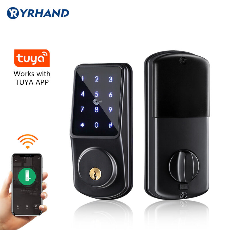 Serrure de porte numérique intelligente électronique, Wi-Fi, clavier sécurisé sans clé, pêne dormant à distance, application Tuya