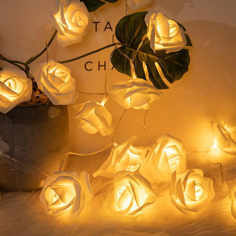 1M 2M LED 장미 꽃 문자열 조명 배터리 운영 호박/꿀벌/구리 와이어 문자열 램프 크리스마스 웨딩 파티 홈 장식