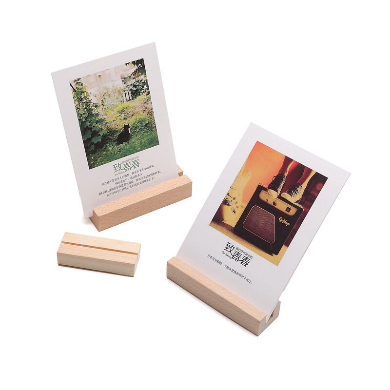 Porte-cartes en bois bloc de bois porte-cartes de fête de mariage support de bureau Menu Clips Photo
