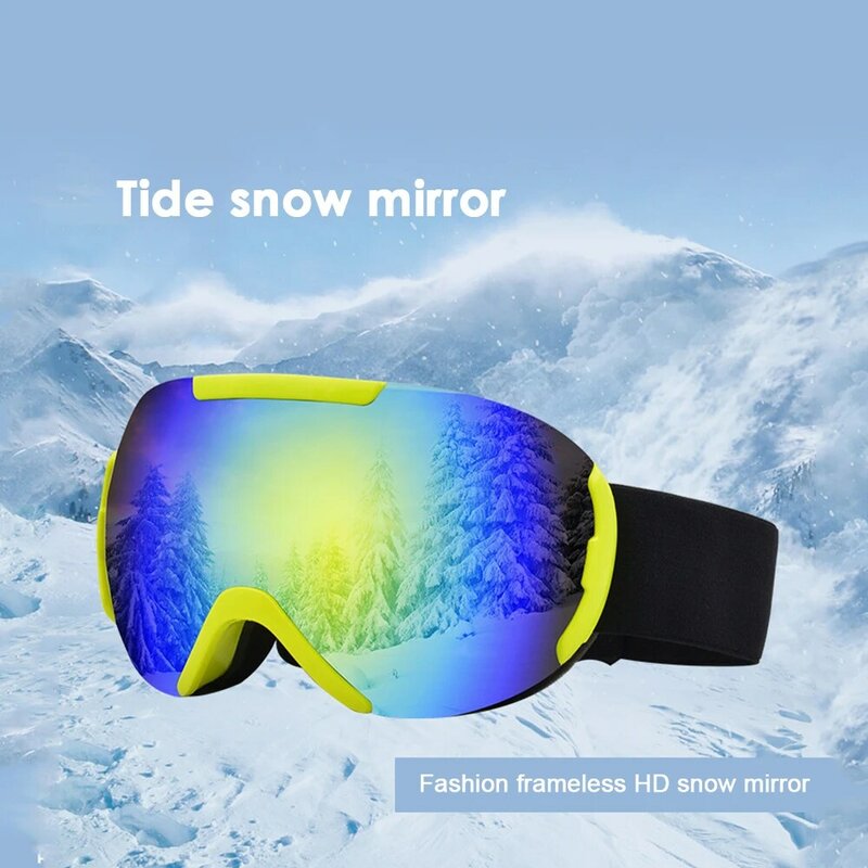 Новые зимние лыжные очки, большие сферические двухслойные противотуманные зимние очки, противоснежные очки, очки для альпинизма, лыжные пр...