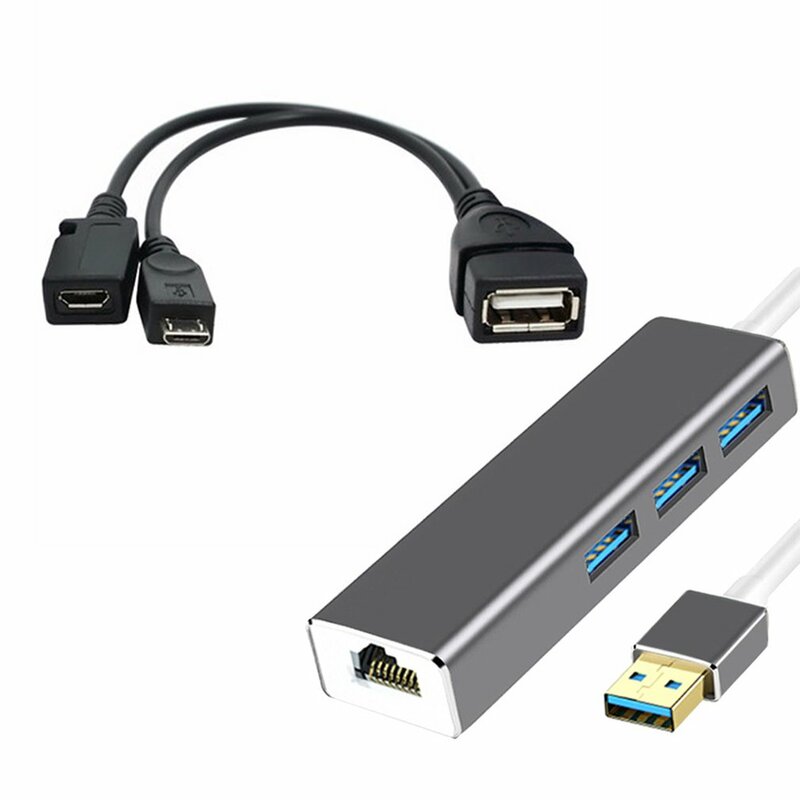 3-portowy koncentrator USB LAN złącze Ethernet i Adapter OTG do Amazon Fire 3 Adapter portu HUB przewód łączący USB do ognia