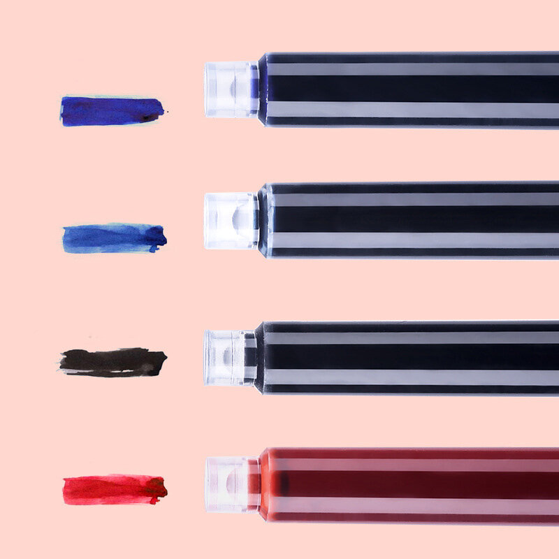 일회용 만년필 잉크 카트리지 펜 리필, 검정 빨강 파랑 잉크 세트, 학교 사무용품, 문구 선물, 2.6mm, 3.4mm, 50 개