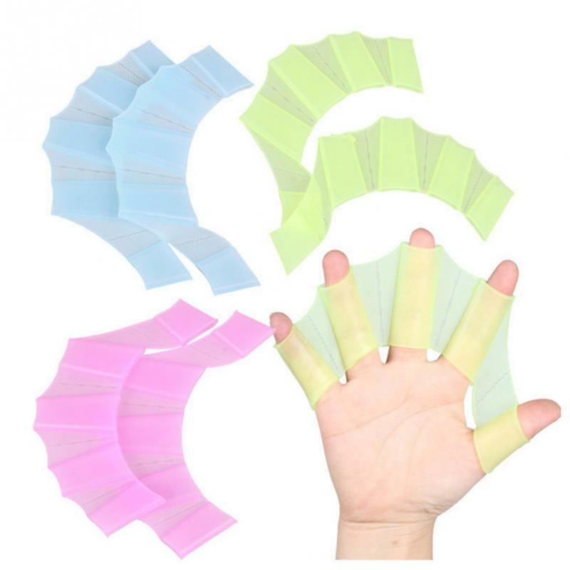 Fajas de silicona tipo RANA Unisex, aletas de mano para natación, guantes de banda para dedos, paleta para deportes acuáticos, 1 par