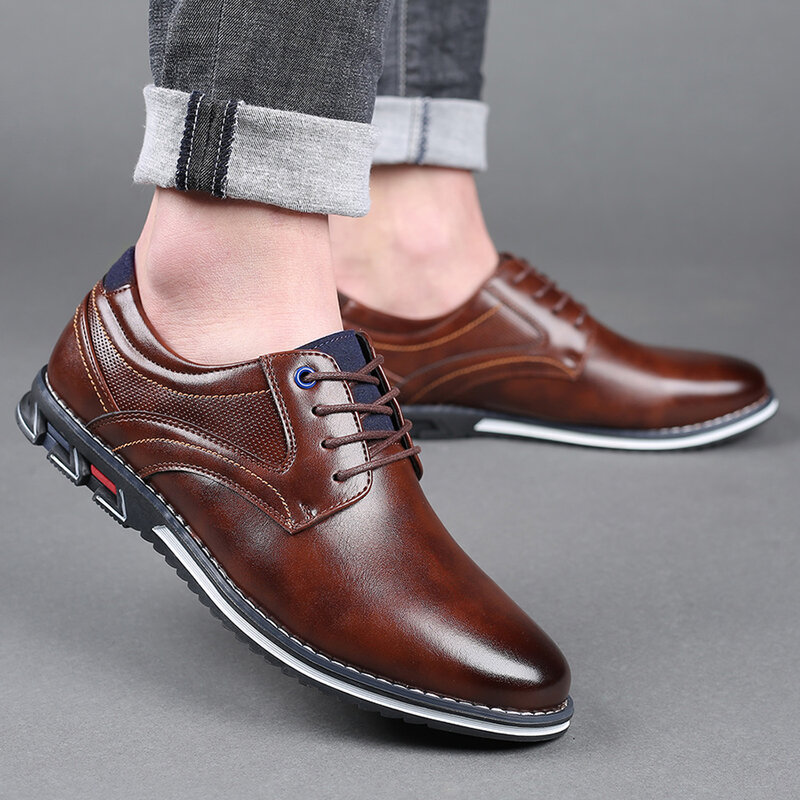 Zapatos informales transpirables para hombre, calzado de marca de negocios, a la moda, de talla grande, color negro y marrón