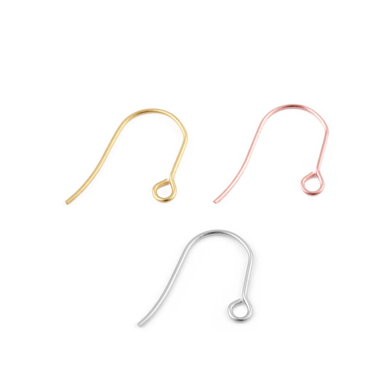 200pcs/lot Stainless Steel Ear Hooks Fittings Earrings Clasps Findings Earring Wires For Jewelry Making Supplies Accessories