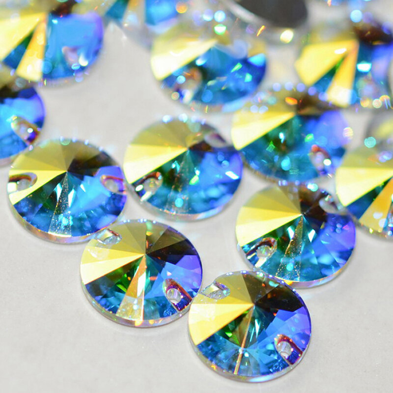 YANRUO 3200 Rivoli coser diamantes de imitación cuentas redondas piedras apliques de diamantes de imitación para vestido de novia ropa DIY cristales de costura