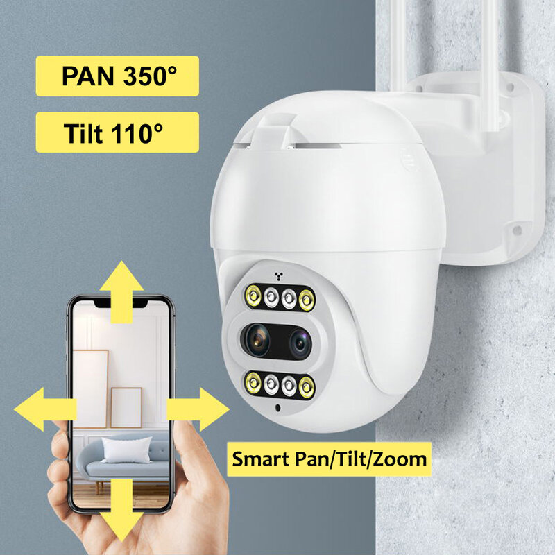 Caméra de Surveillance extérieure PTZ IP WiFi hd 1080P, dispositif de sécurité sans fil, pour maison connectée, 360 P
