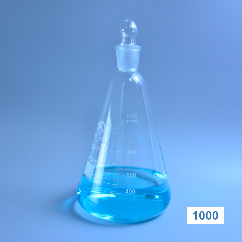 Matraz cónico de vidrio con tapa, frasco Erlenmeyer de 50-2000ml para laboratorio, frasco triangular, vidrio Boro 3,3