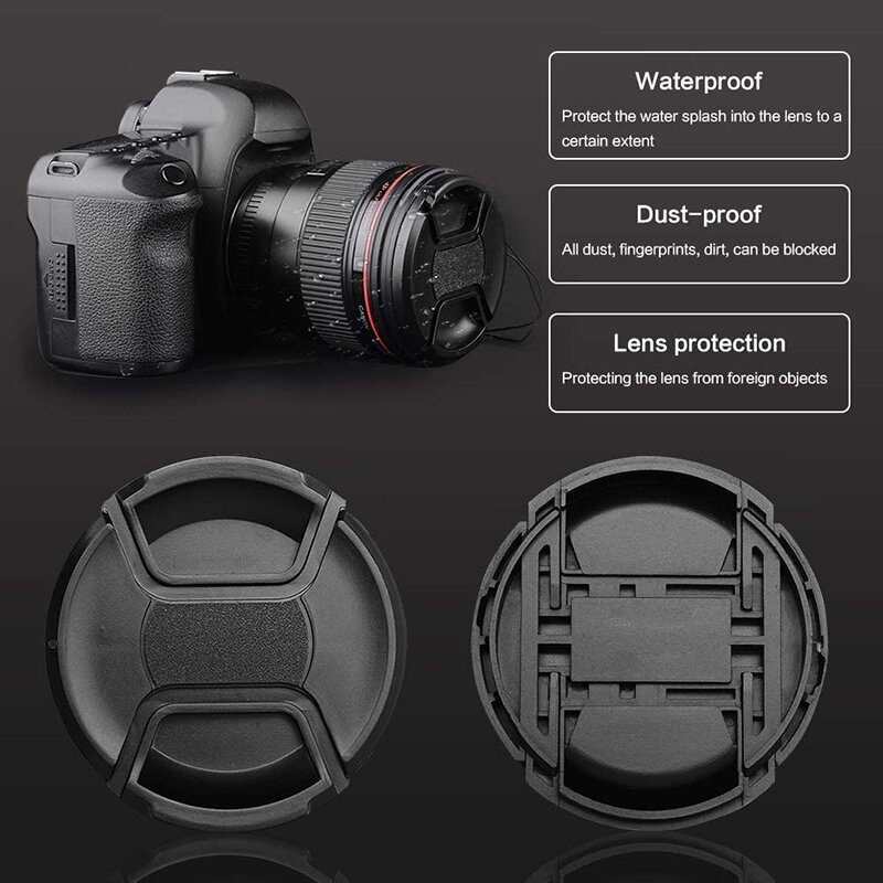 Tapa de lente de cámara, cubierta de soporte, 49mm, 52mm, 55mm, 58mm, 62mm, 67mm, 72mm, para ca-non ni-kon S0ny Pentax Olypums Fuji