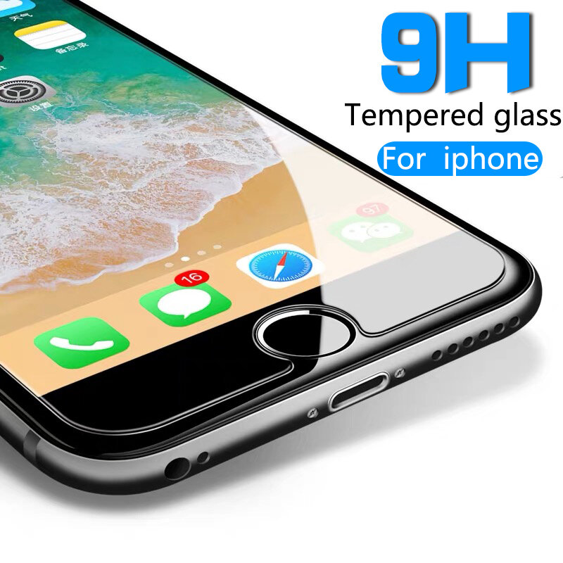 Vidrio Protector para iPhone, película protectora de pantalla de vidrio templado para modelos 5, 5S, SE2020, 6, 6S, 7, 8 Plus, X, XR, XS, 13, 12 mini, 11 Pro Max, 2 unidades