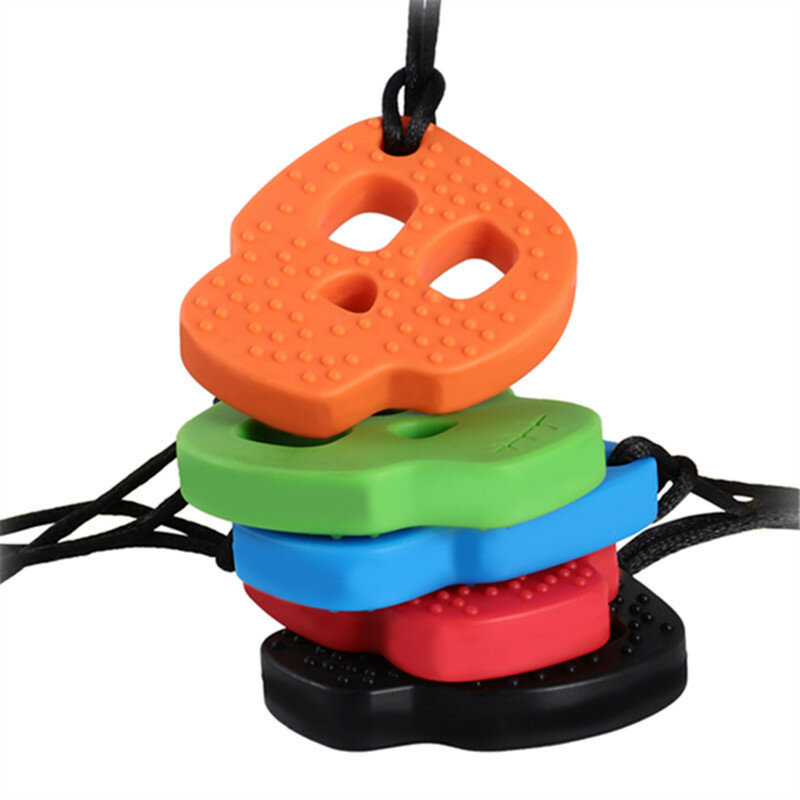 New Baby Teether Skull Chew Necklace Baby Silicone Teether Sensory Chewelry Toy Autism Therapy Tool Special Needs ADHD