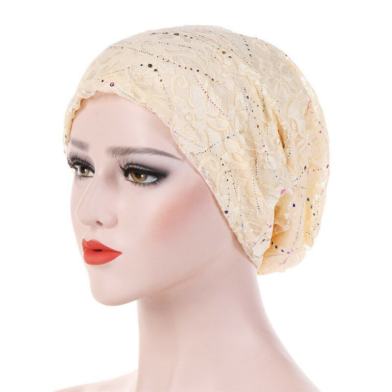 Dünne spitze sommer turban moslemische hüte solide baumwolle hijab caps elegante dame turbantes motorhaube arabischen wrap kopf hijab femme musulman