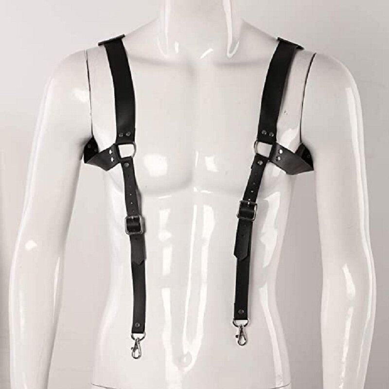 Men's Fashion H-Back PU Leather Suspender Adjustable clip-on Punk Chest Shoulder Belt Strap Suspensorio Apparel Accessories