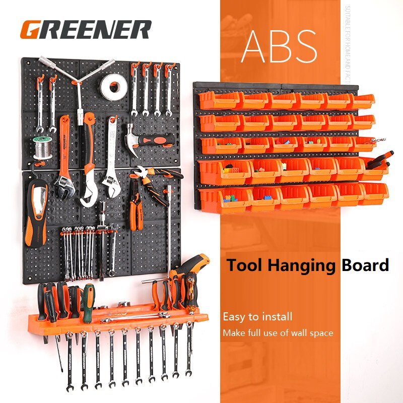 GREENER-Herramientas de organizador de garaje, tablero colgante de herramientas de gabinete, Hardware ABS, estante de almacenamiento, agujero de plástico, taller multifuncional de seguridad