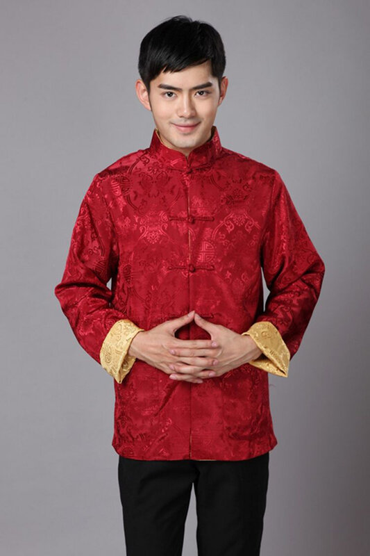 สไตล์จีนกลาง-กลางและผู้สูงอายุชาย Tang ชุดพ่อเสื้อผู้ชายจีนสวมใส่สองด้านปรับปรุง Hanfu ผู้สูงอายุ Coat