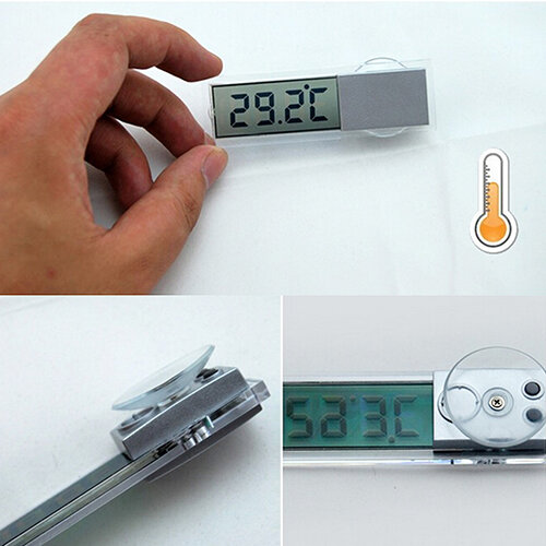 LCD مقياس الحرارة الرقمية داخلي المنزل في الهواء الطلق شفط كأس سيارة ميزان الحرارة داخلي مريحة استشعار درجة الحرارة الرطوبة