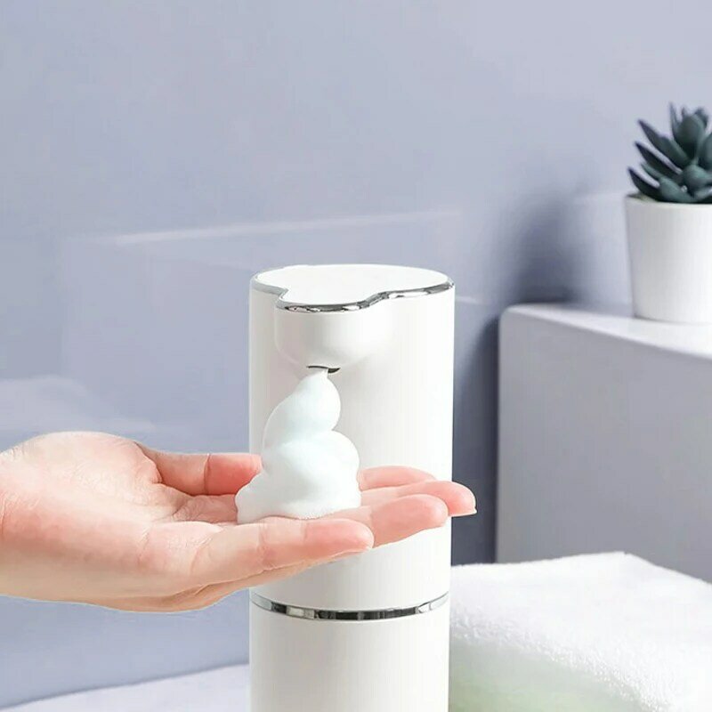Dispenser di sapone in schiuma automatico senza fili Dispenser di sapone da tavolo per bagno lavatrice a mano macchina per schiuma elettrica a induzione