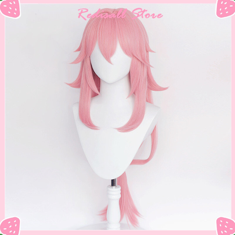 Парик для косплея Genshin Impact Yae Miko, розовая длинная термостойкая синтетическая резинка для волос, Шапочка-реквизит для костюмированной вечеринки