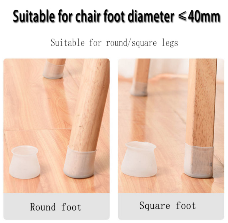 Table Chair Leg Protector Cover Silicone Cap Pad Furniture Table Feet Cover Floor Protector Non-slip Table Chair Mat Cap Foot