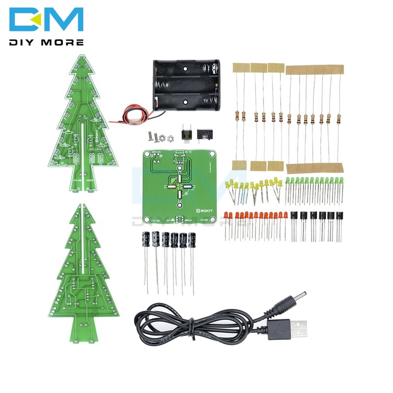 3d weihnachts baum 4,5 farbe licht blitz led schaltung elektrische bäume led pcb board modul dc V-5V diy elektronisches kit