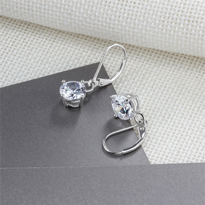 XINSOM Einfache Mode 925 Sterling Silber Ohrringe Für Frauen Mädchen 10MM Großen Zirkon Engagement Hochzeit Baumeln Ohrringe 20MARE11