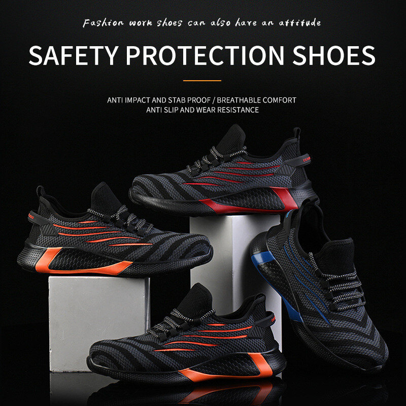 ความปลอดภัยรองเท้าทำงานก่อสร้างผู้ชายกลางแจ้ง Steel Toe Cap รองเท้าผู้ชายหลักฐานเจาะคุณภาพสูงน้ำหนักเบาความปลอดภัยรองเท้า