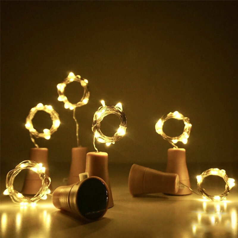 Confezione da 10 luci solari per bottiglie di vino 20 LED Solar Cork String Light filo di rame Fairy Light per decorazioni natalizie per feste di natale