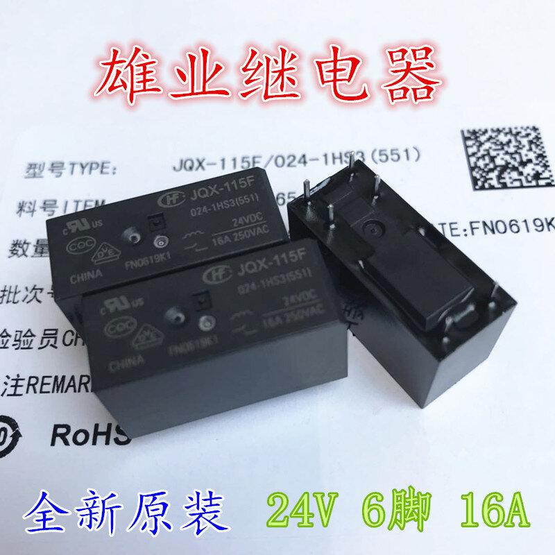 Przekaźnik jqx-115f 024-1hs3 hf115f 24V prawdziwej 16A 6-pin