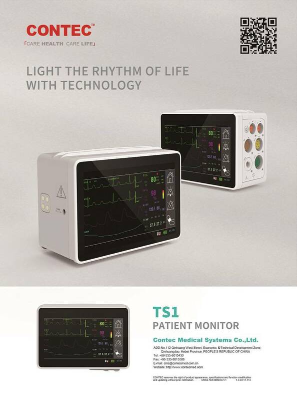 CONTEC-Monitor Modular para pacientes, dispositivo de 5 pulgadas, 6 parámetros, pantalla táctil, Plug-in, Vital, ECG, NIBP, SPO2, PR, RESP, TEMP