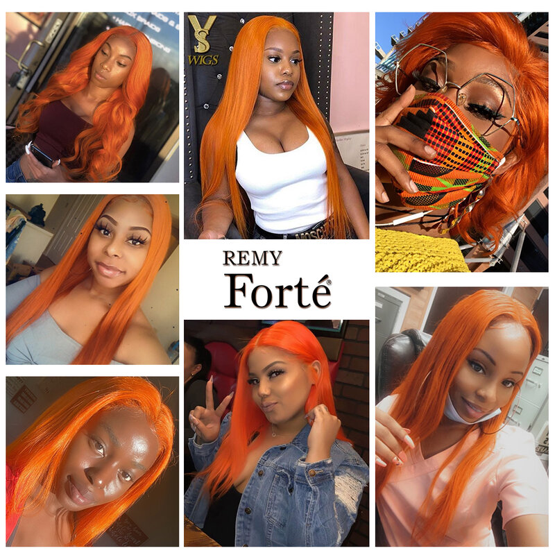 Remy Forte-extensiones de pelo brasileño, mechones de pelo liso con cierre, color rubio y naranja, 613, 3 uds.