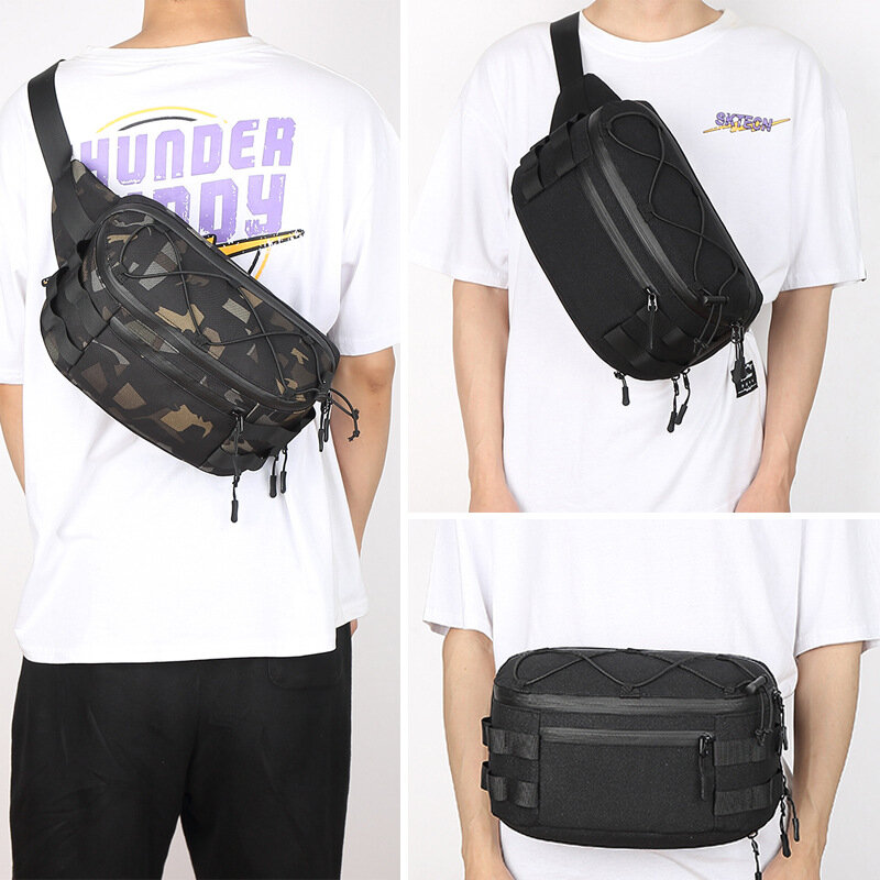 OZUKO-야외 스포츠 방수 허리 가방 남성용, 고품질 패니 팩, 패션 체스트 팩