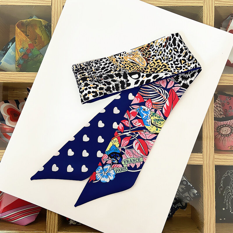 Leopard Parrot Heart Spring cienki szalik kobiety luksusowa torba markowa szale 2020 nowy projekt lato szalik jedwabny szalik dla pań