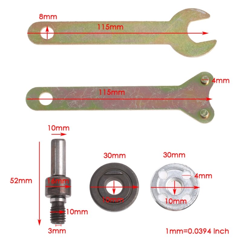 M3GA Kit di chiavi per flangia adattatore mandrino lungo 87mm di alta qualità supporto per disco con diametro interno 10mm per smerigliatrice angolare