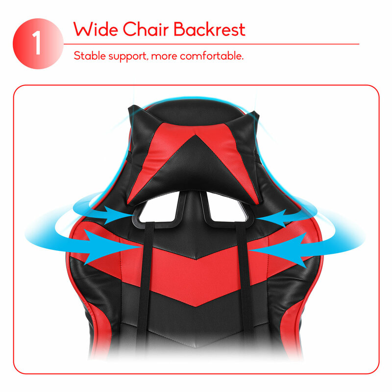 -Silla de Wcg Gaming con reposapiés ajustable, sillón ergonómico para ordenador, silla para oficina, función giratoria