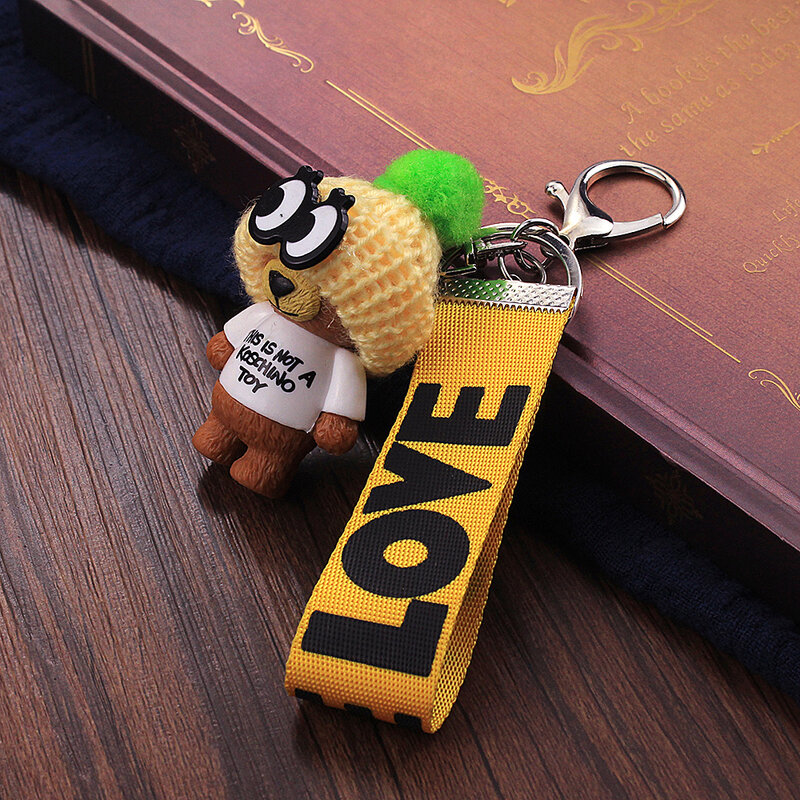 Vicney acrylique Teddy Anime porte-clés romantique ours porte-clés Couple Animal porte-clés pour femmes/homme petite amie drôle cadeau d'anniversaire
