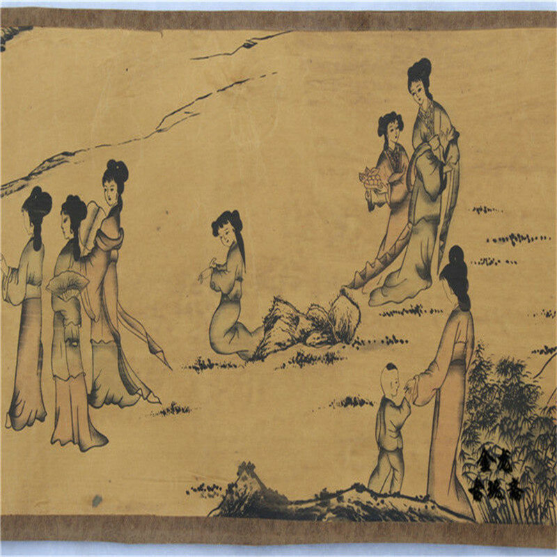 Tableau ancien chinois sur soie, peinture en rouleau