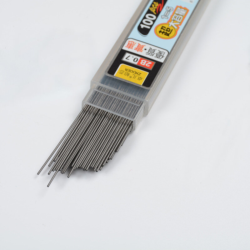 100 unidades/pacote 0.5/0.7mm lápis mecânico chumbo 2b recarga de lápis automático para estudante escola escritório fornecimento desenho papelaria novo