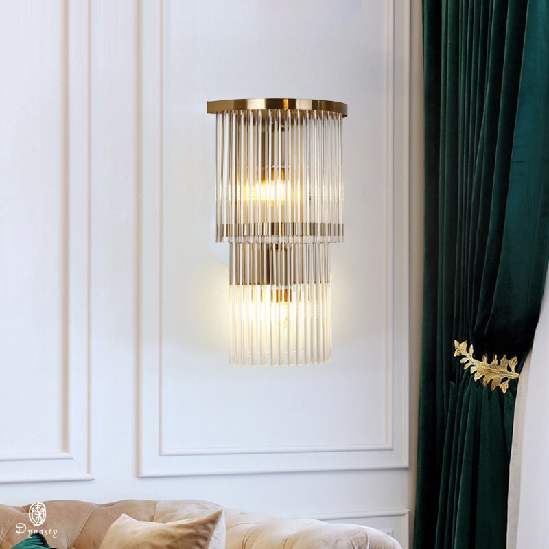 Luzes de parede luxo estilo euro elegante lâmpada parede aço inoxidável cristal decoração arandela para casa hotel loja dispositivo elétrico iluminação